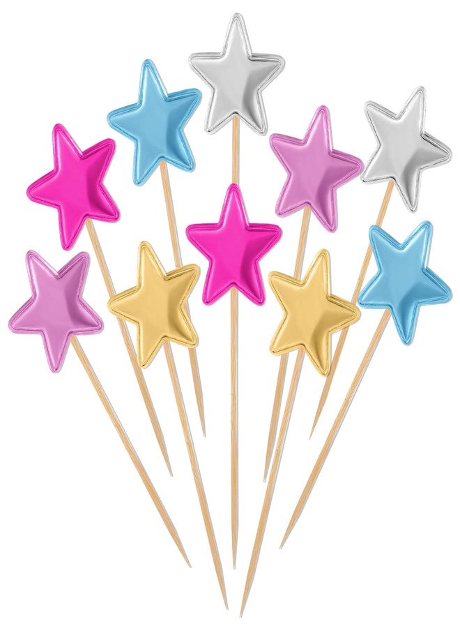 Larrel 50 PCS Colorful Star Cupcake Toppers, Mini Safe Star Cake Topper Cute Cupcake Picks Decorative Accessories for Cake Decorating Birthday Fruits Engagement Wedding Baby Shower - Image 1